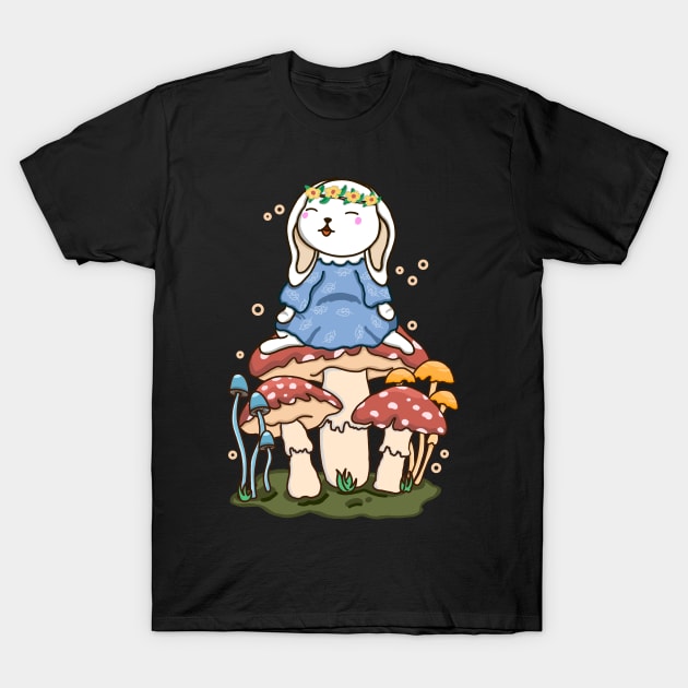 Bunny and Mushroom T-Shirt by Kimprut